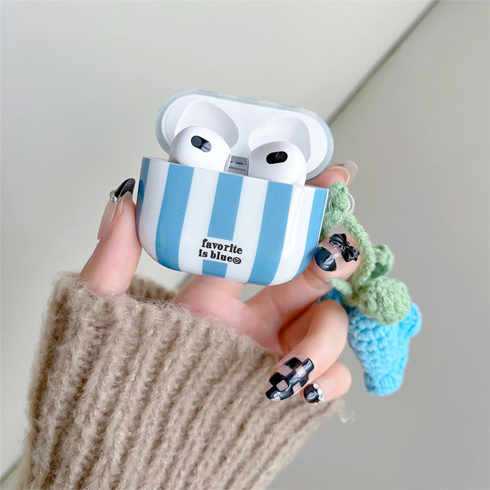 blue striped airpods case boogzel apparel