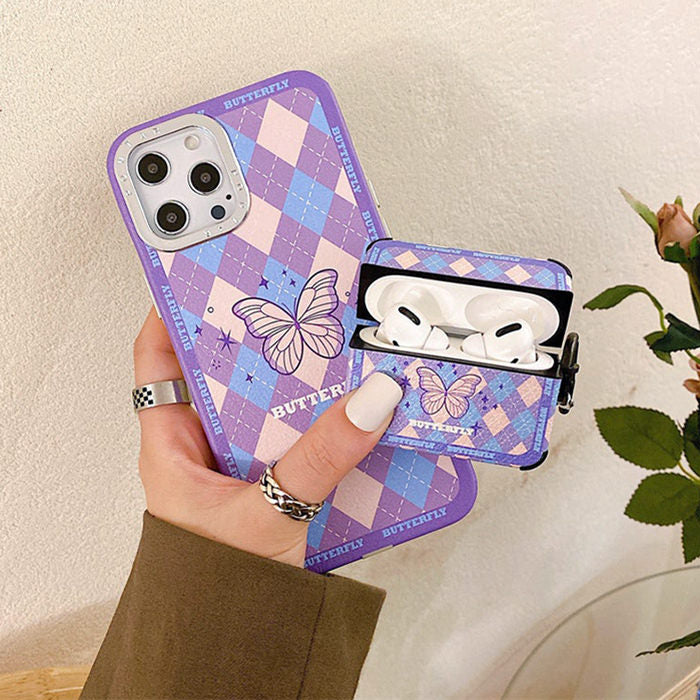 butterfly argyle airpods case boogzel apparel