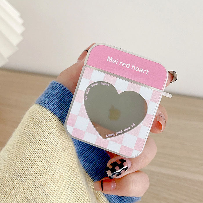 pink checkered pattern airpods case boogzel apparel
