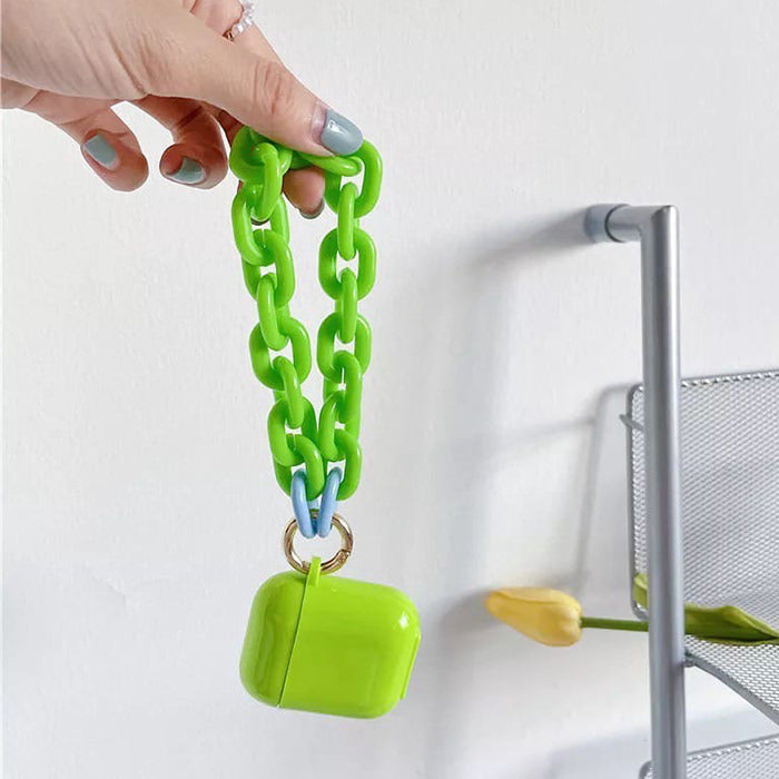 green airpods case with acrylic chain boogzel apparel