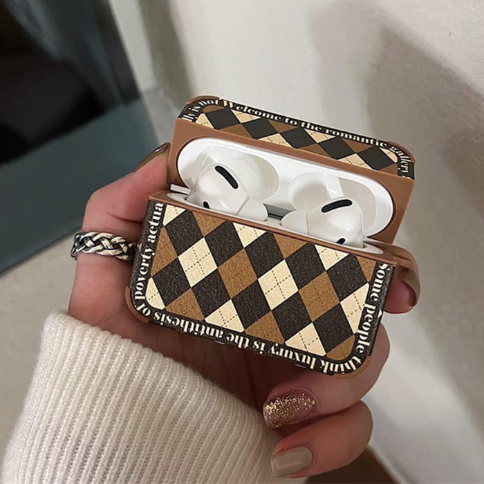 brown argyle airpods case boogzel apparel