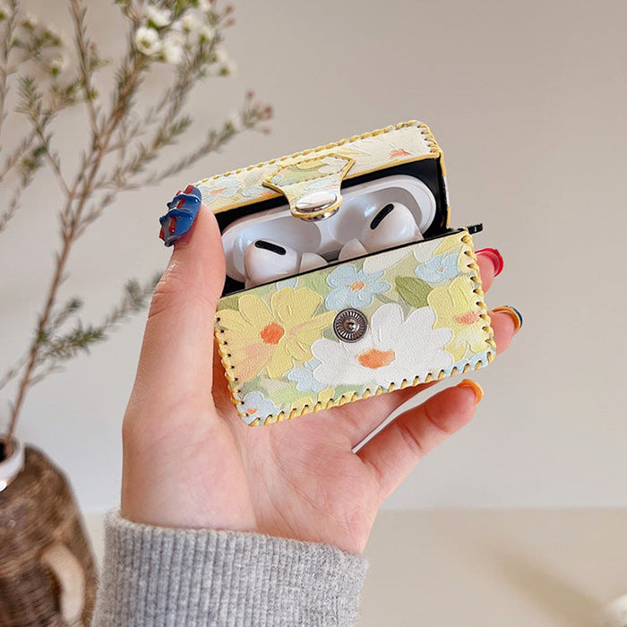 yellow floral print airpods case boogzel apparel