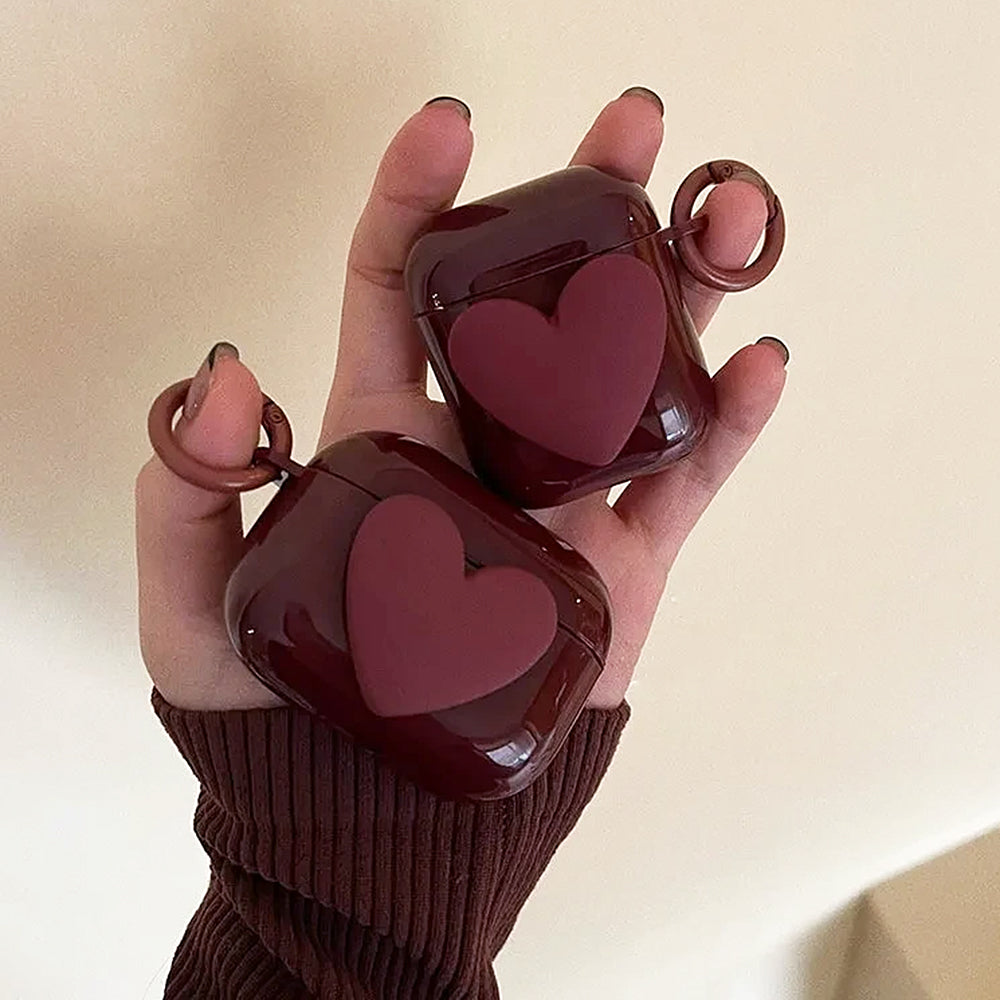 burgundy heart airpods case lulucases