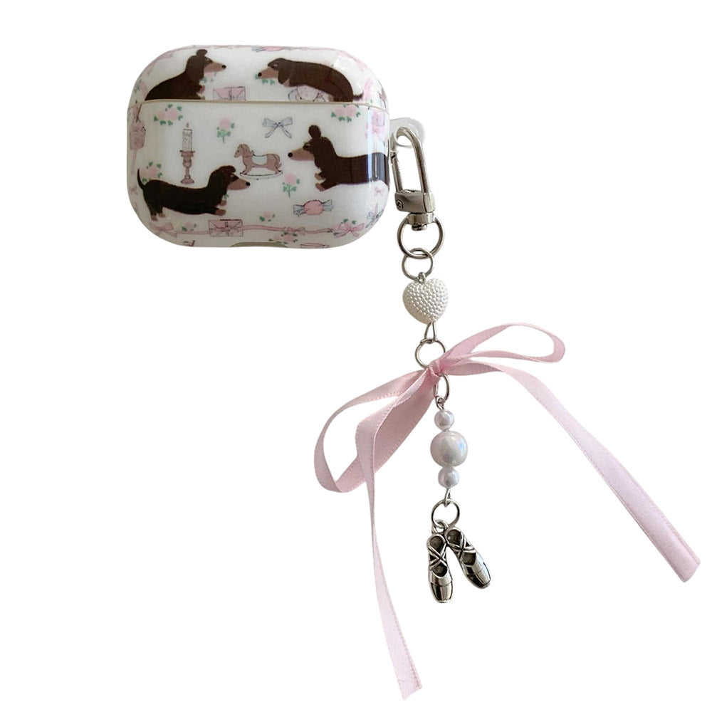 cute dachshunds airpods case with bow charm lulucases