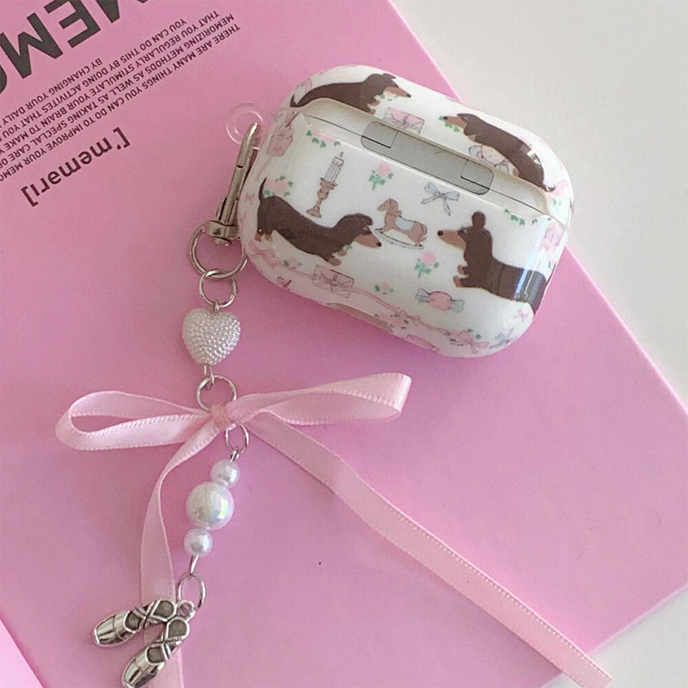 cute dachshunds airpods case with bow charm lulucases