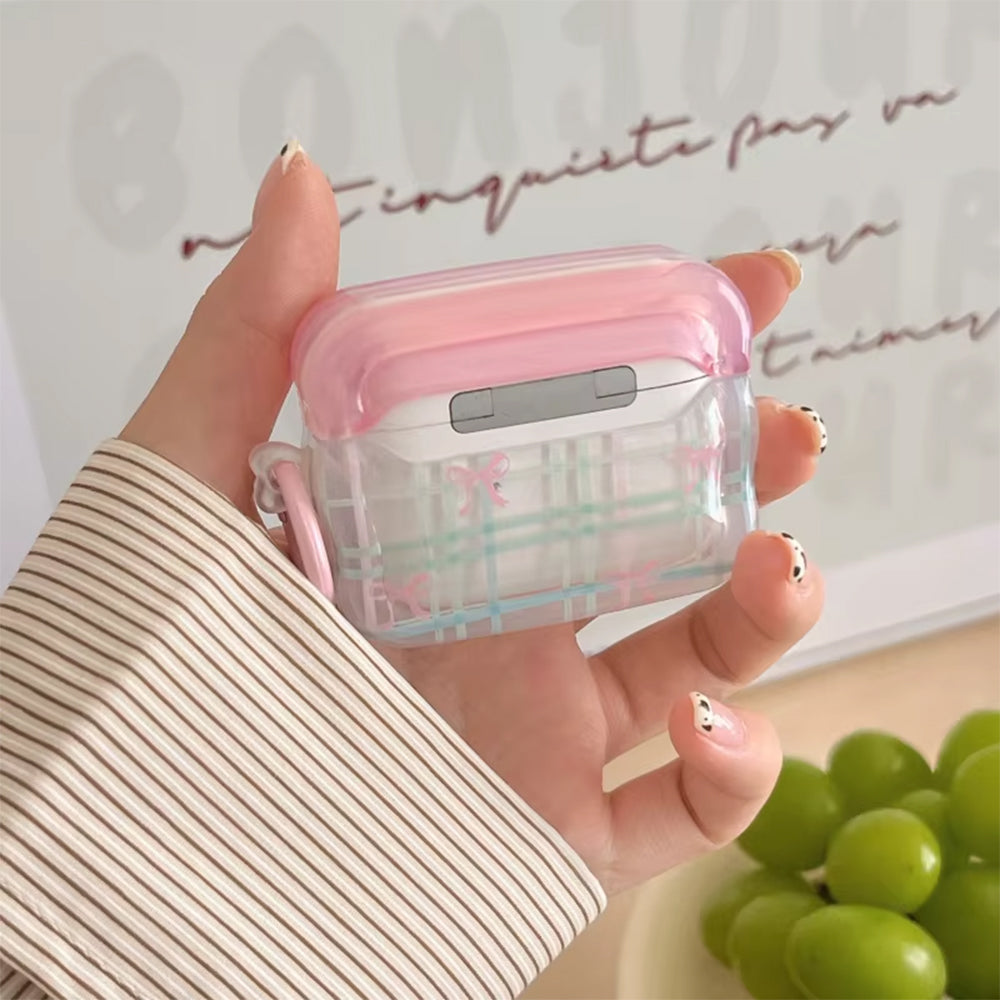 pastel bow plaid airpods case lulucases