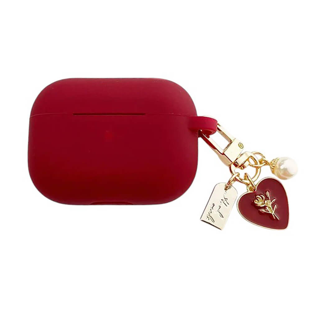 red airpods case with heart charm lulucases