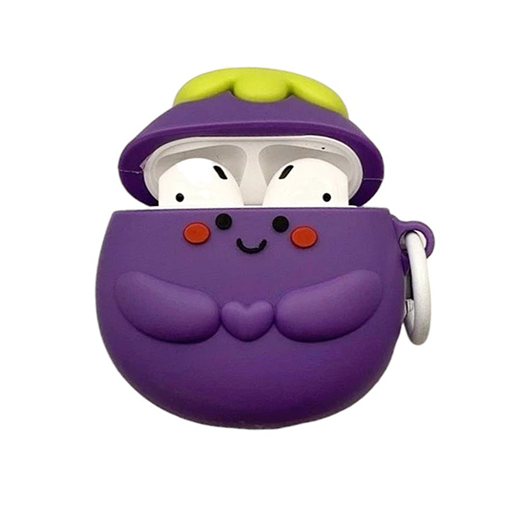 smiling eggplant airpods case lulucases