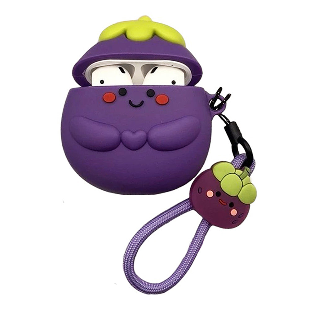 smiling eggplant airpods case lulucases